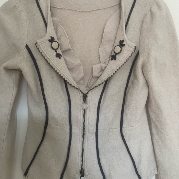Anthropologie Charlie + Robin vintage style cream 100% wool jacket - Picture 6 of 15